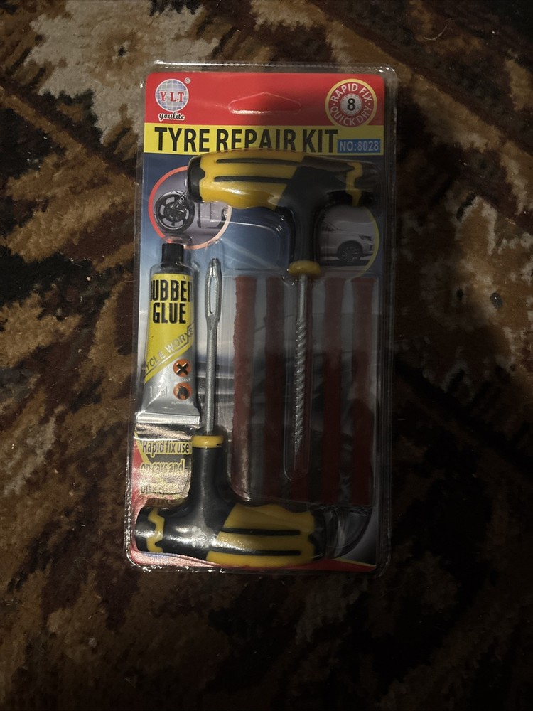 Tubeless Tire Puncture Repair Kit with Needle Plugs and Patch Tools