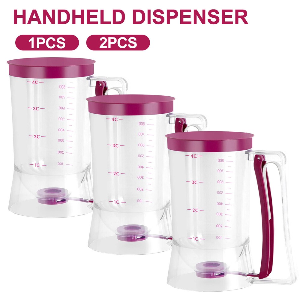 900ml Pancake Batter Dispenser with Measuring Label & Non-Drip Spout