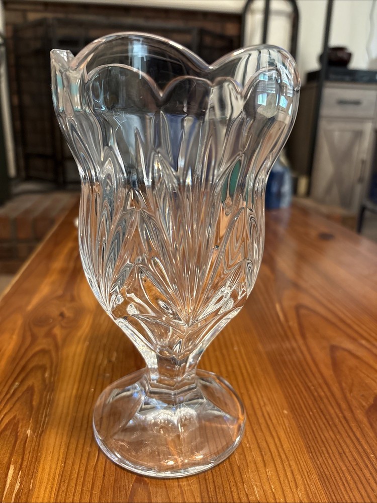 Vintage Shannon Crystal Tulip Vase Elegant Glass Flower Holder