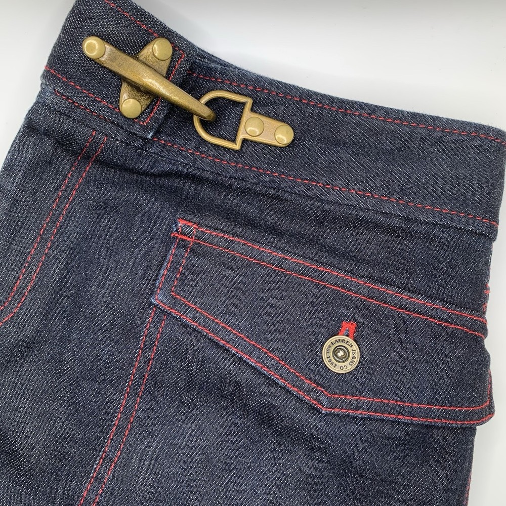 Ralph Lauren Jeans Co Womens Sz 8 Premium Dark Wash Denim Mini Skirt Pockets Y2K