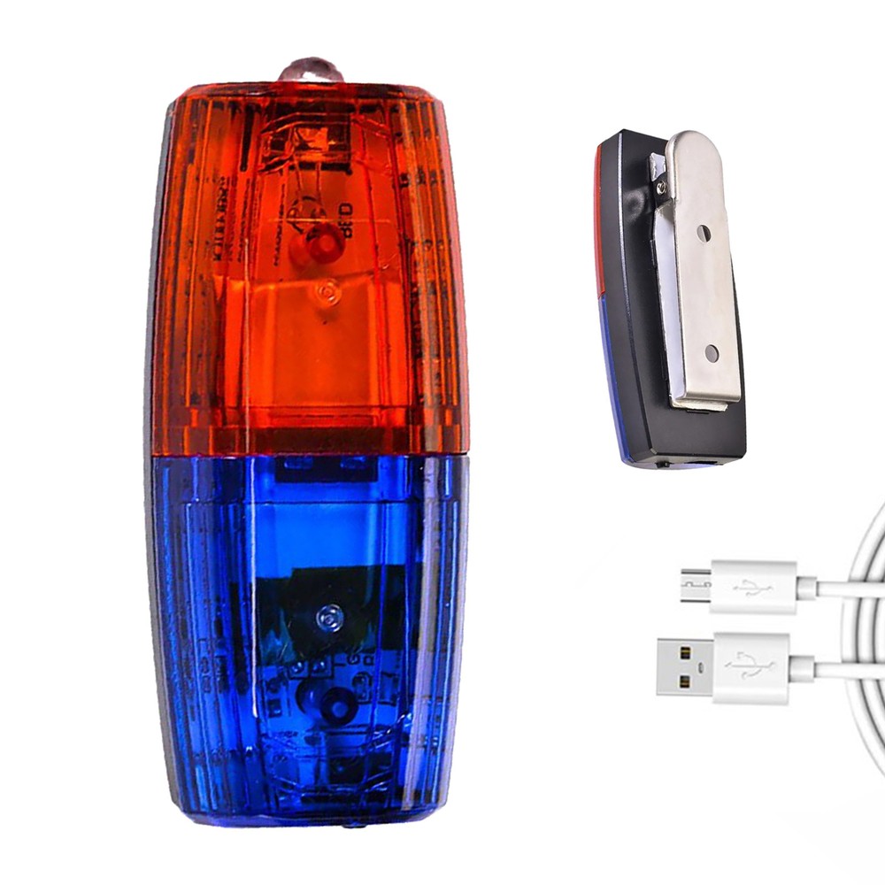 Red Blue LED Shoulder Strobe Light Clip Flashing Warning Safety Flashlight Bike