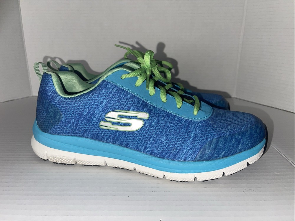 Skechers Womens Relaxed Fit Air Cooled Memory Foam Slip Resist Shoes Blue Size 9