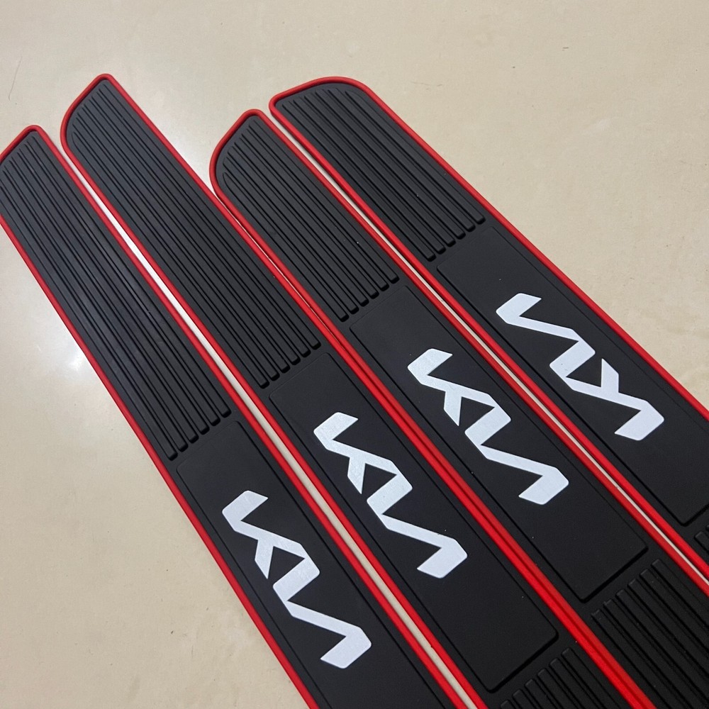 New For Kia 4PCS Red Trim Rubber Car Door Scuff Sill Cover Panel Step Protectors