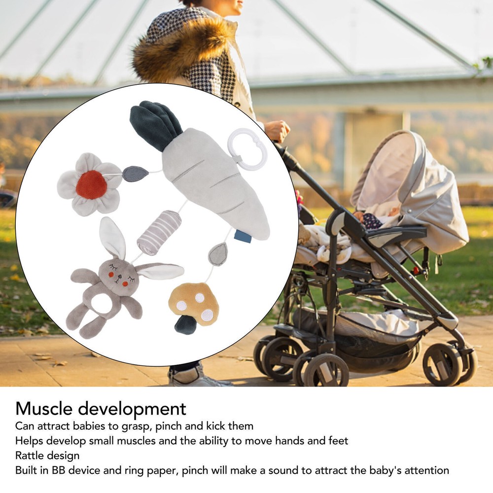 Stroller Rattle Hanging Toy Cute Animal Shape Soft Plush Squeaky Baby HangingToy