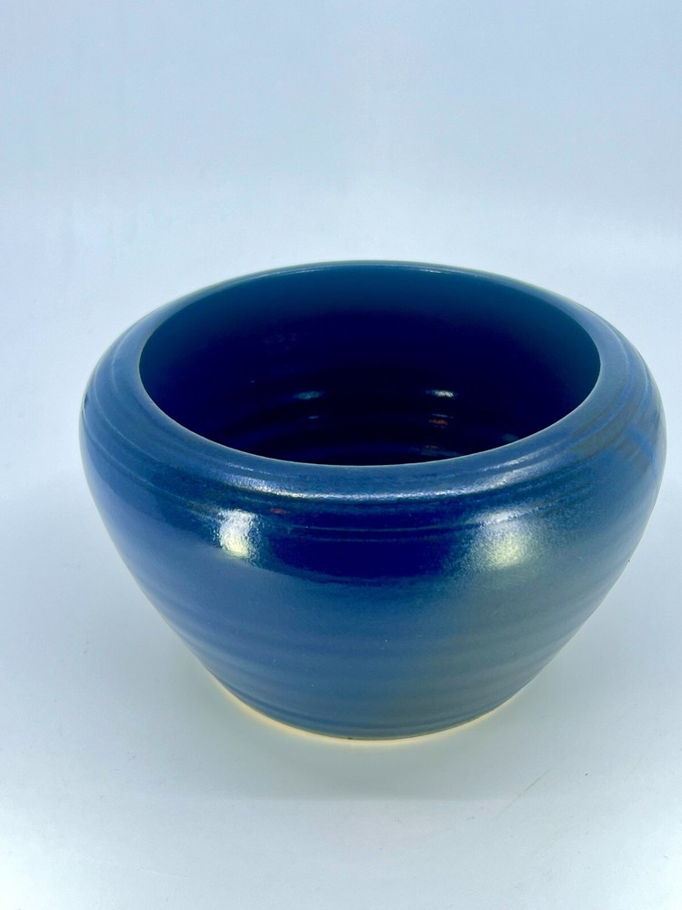 Signed Walter Aberson North Carolina Studio Art Pottery Planter Blue 4