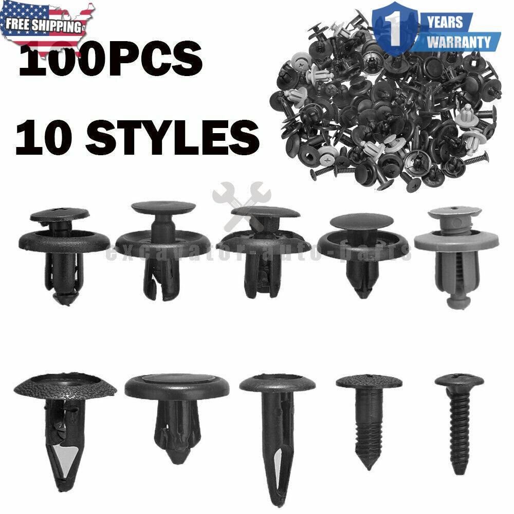 Trunk Screw Rivets Set Car Bumper Fender for Auto Plastic Fastener Clips 100pcs