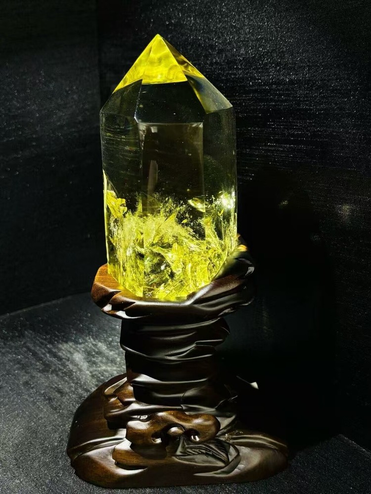 2.9lb Natural Citrine Quartz Obelisk Crystal Reiki Tower with Stand