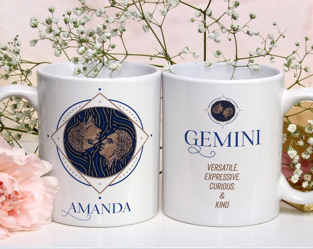 Gemini Gifts Zodiac Sign Ceramic Mug May June Birthday Gift For Him Astrology
