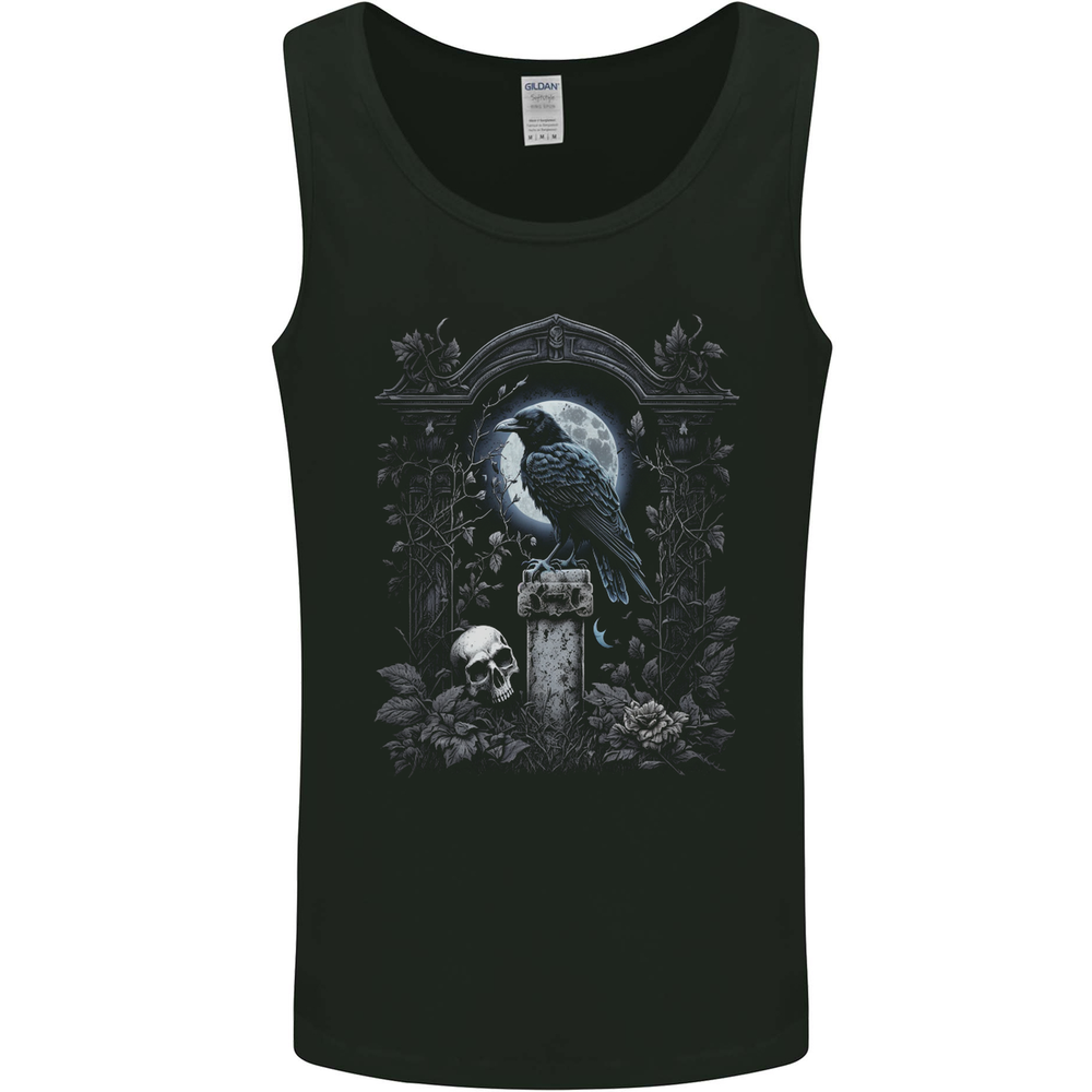 Gothic Skull and Crow With and Arch Mens Vest Tank Top