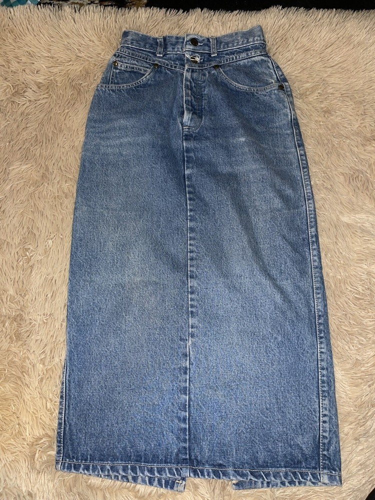 Vintage Levi's Blank Tab Western Style Button up Denim Skirt Size 3 24x32