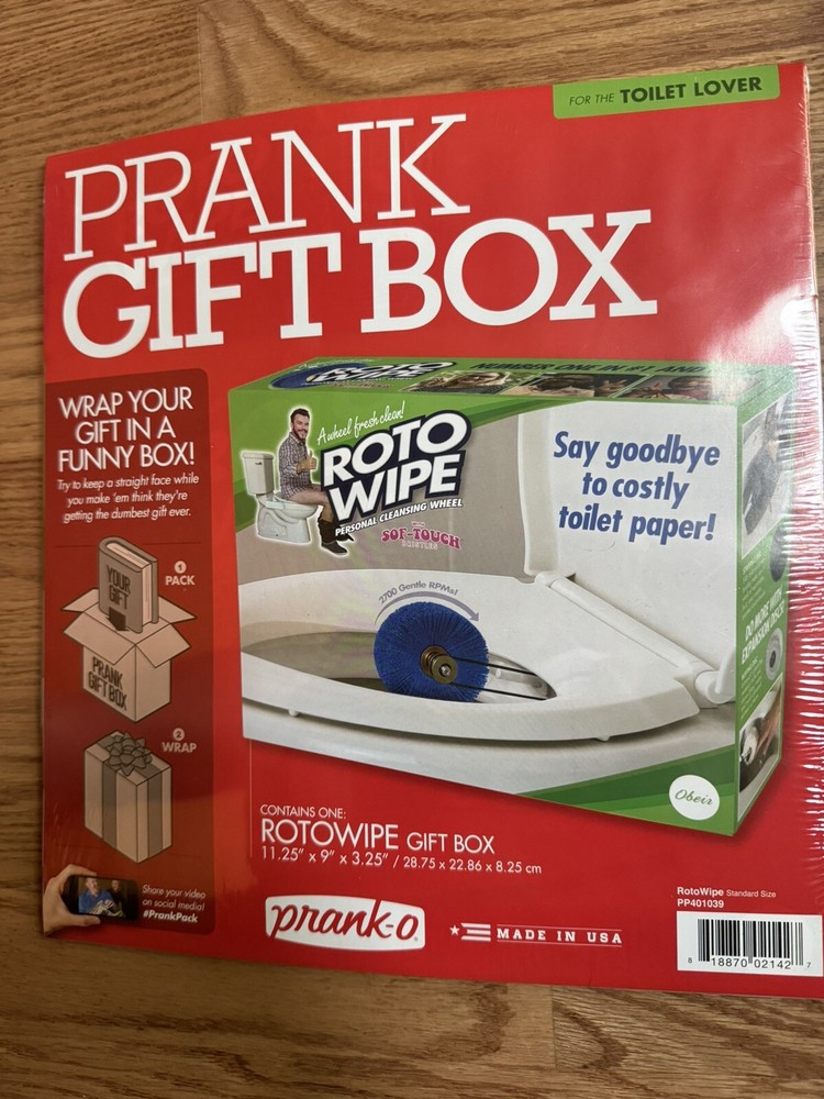 Birthday Prank Gift Box For The Toilet Lover “Roto Wipe” Box Is 11 x 12 Inches