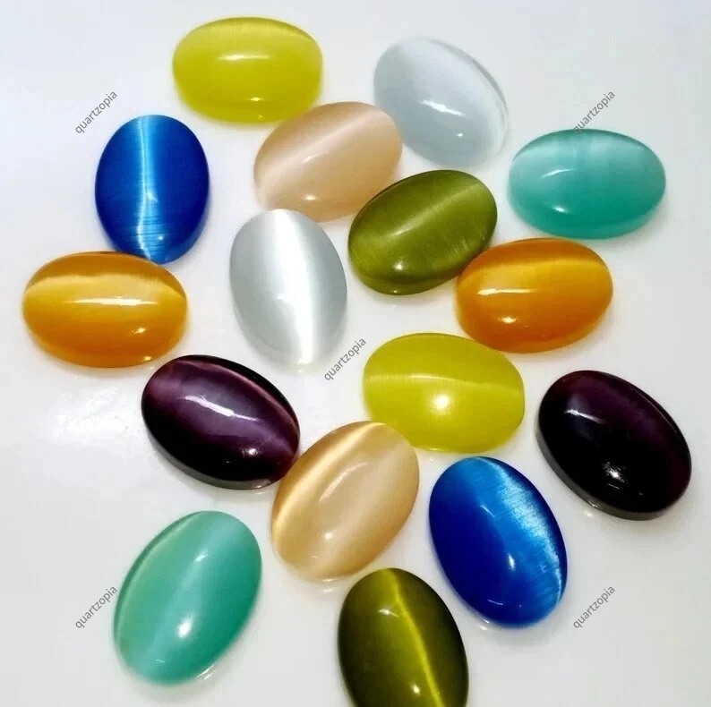 100+ CT Natural Cat's Eye Cabochon Gemstones Wholesale Lot Limited Time Offer-image