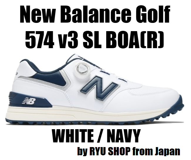 New Balance Unisex Golf shoes 574 v3 SL BOA(R) J UGBS574J 2E WHITE / NAVY