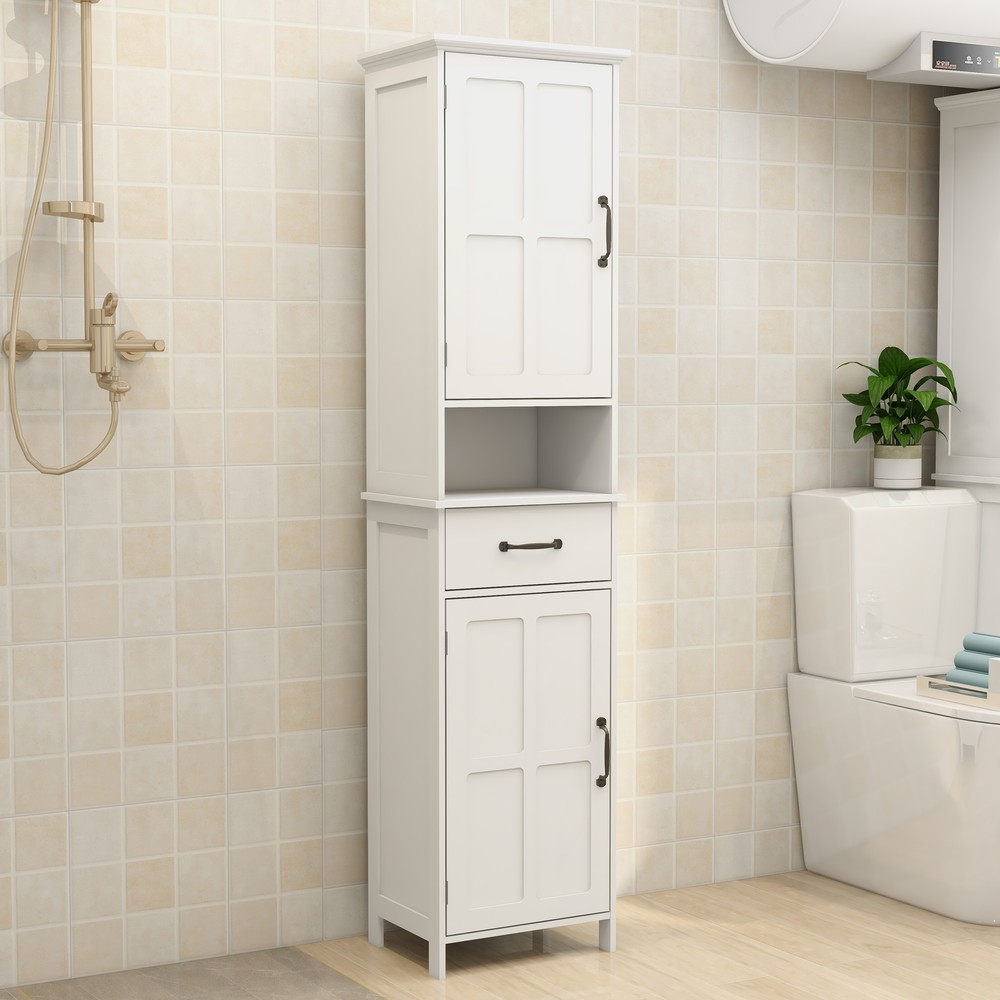 Slim Double Door Floor Standing Cabinet for Small Bathroom Storage-image