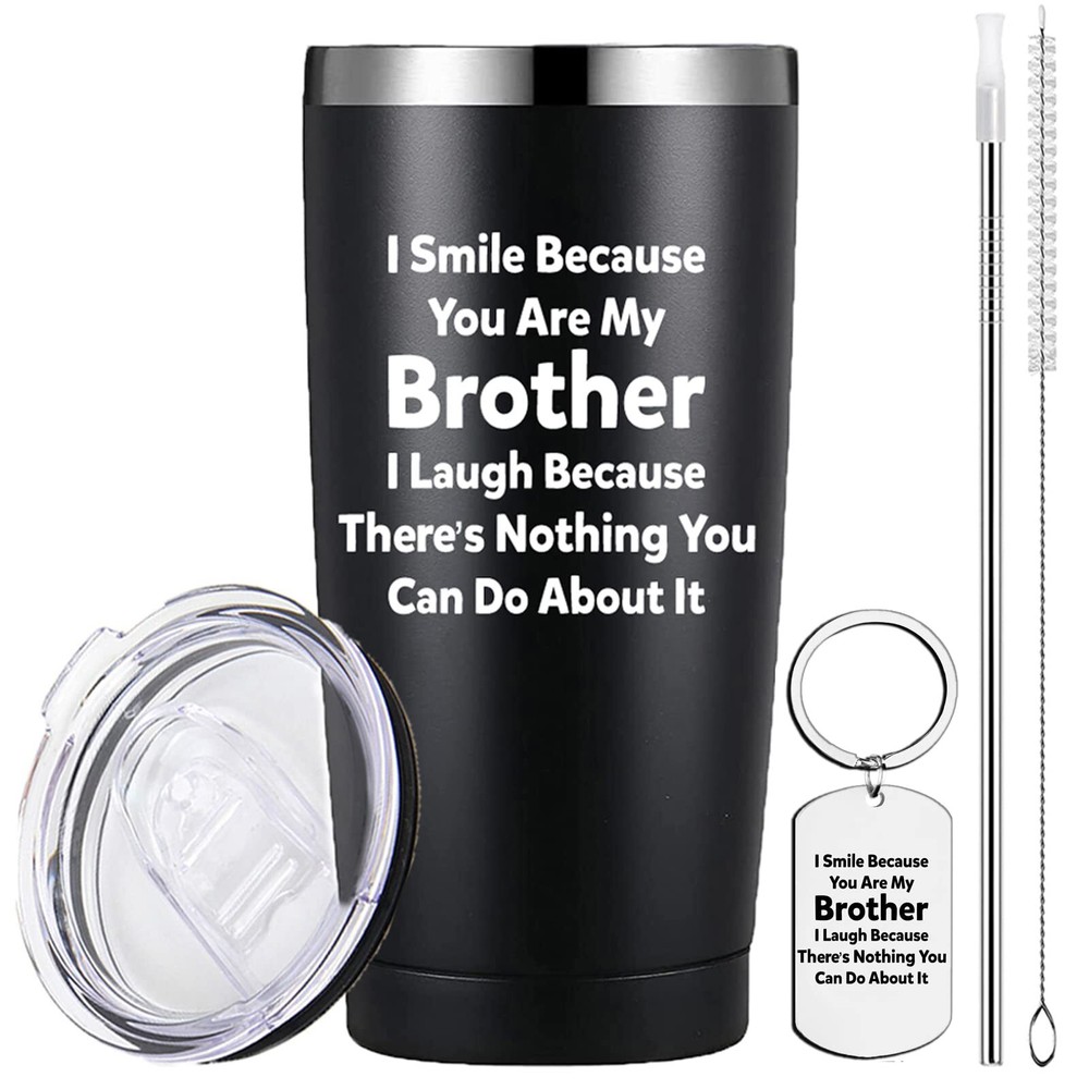 Gifts for Brother Coffee Tumbler - Funny Brother Gifts from Sister - Big Brot...