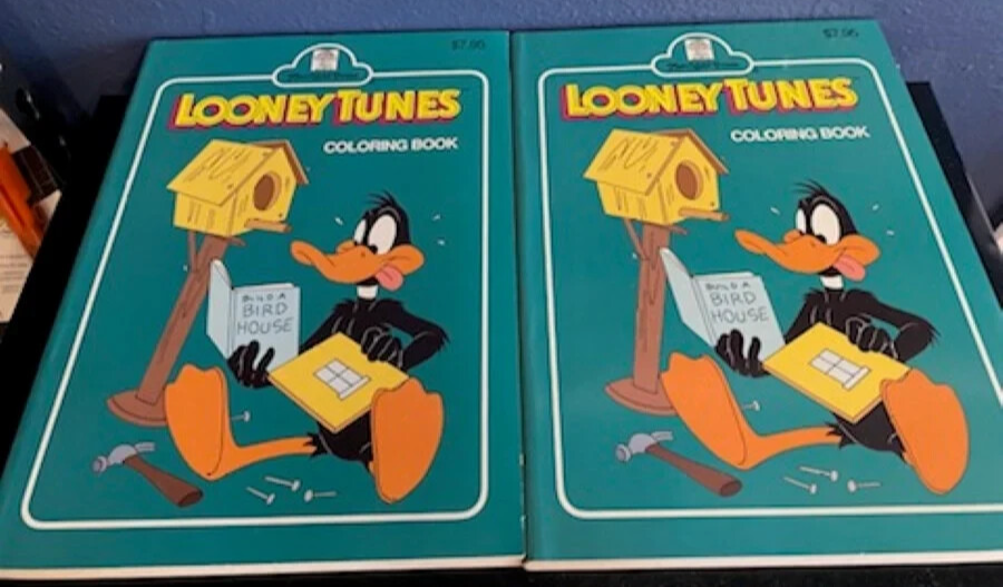 Vtg-New Merrigold Press Looney Tunes Coloring Book-Dark Green Daffy Duck 2-ct