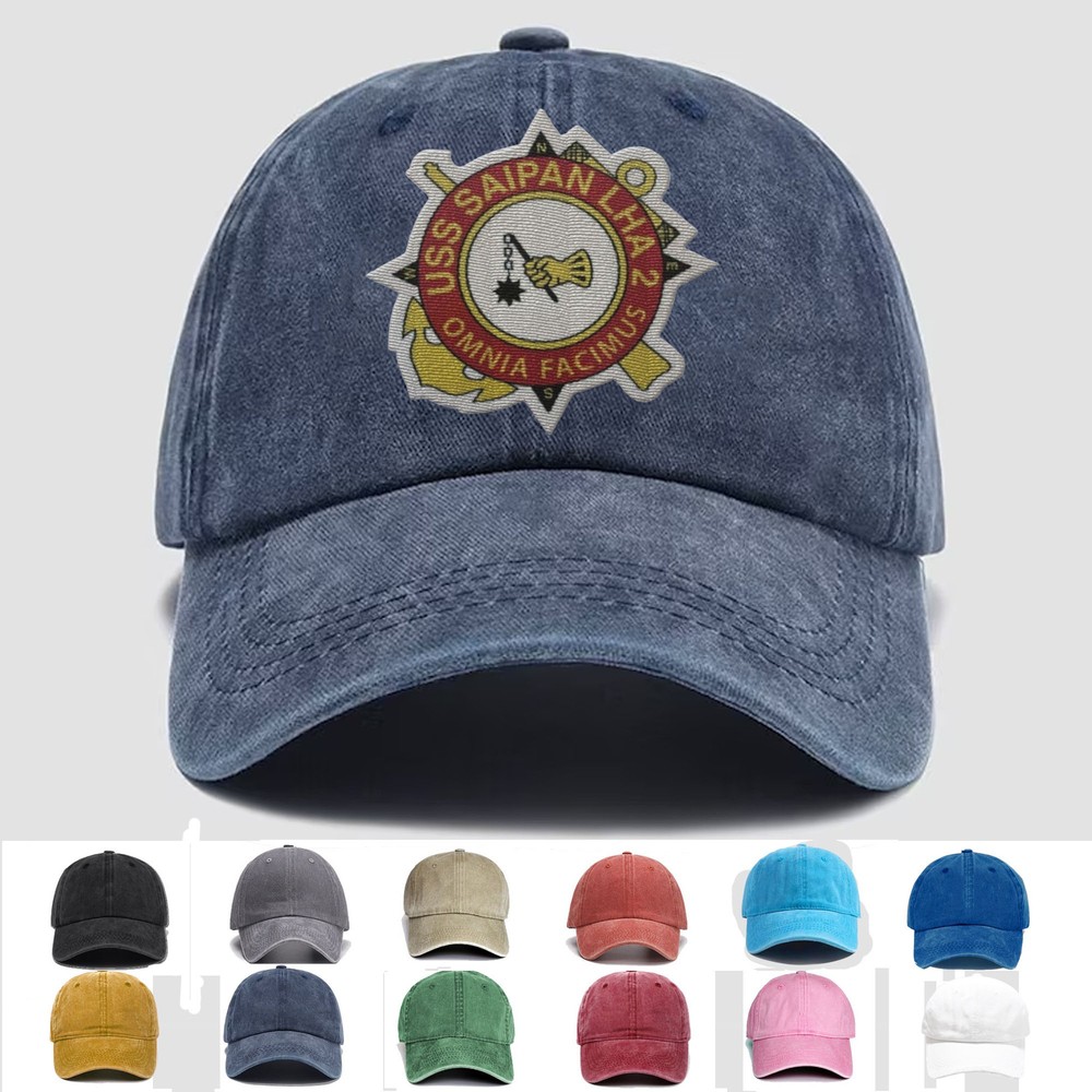 Custom Embroidered Hat USN USS Saipan LHA-2 “Omnia Facimus”, Trucker Hat, Gift