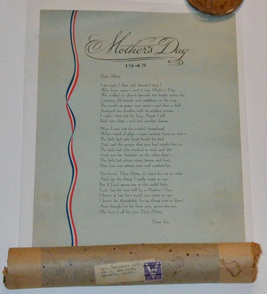 Original 1945 Mother's Day Poem from Soldier Son - KC Baking Powder Promo with Tube-image