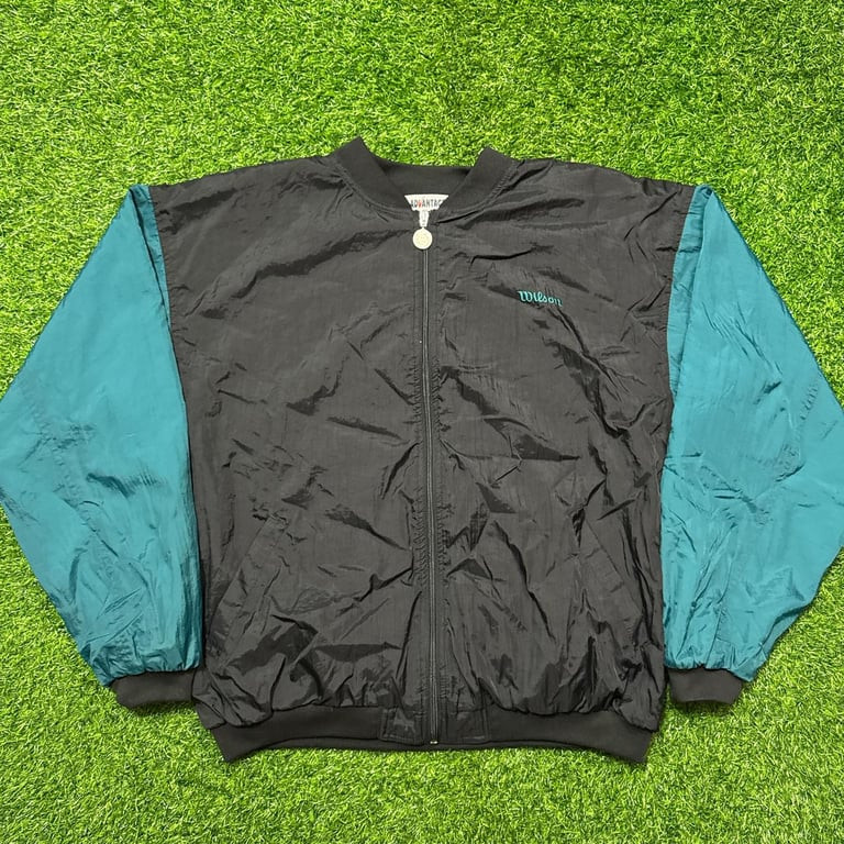 Vintage Y2K 90s style - Wilson Detroit collared sports wear windbreaker track zi