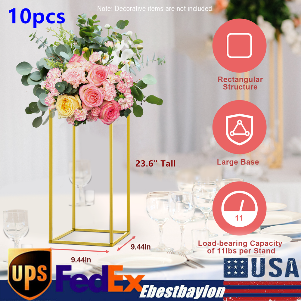 10x Golden Metal Flower Stand 23.6
