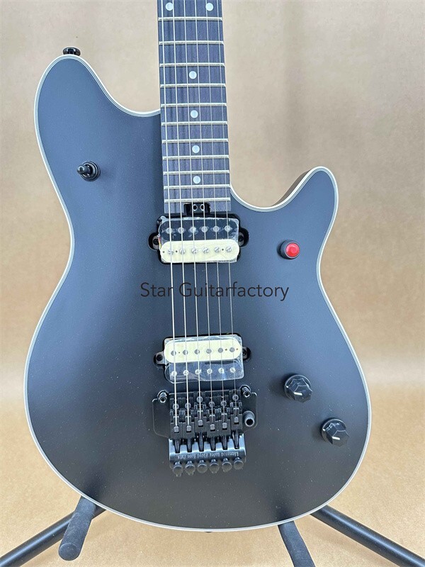 New Matte Black Electric Guitar HH Pickup Floyd Rose Black Part Solid Body