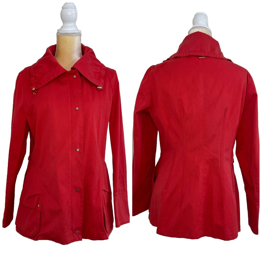 Carolina Herrera Cotton Spring Jacket Size Medium Red Coral Lined