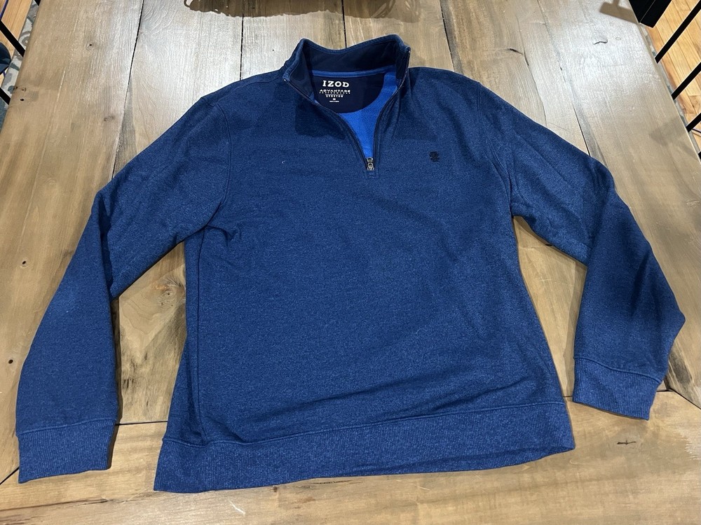 Izod Men’s Premium Advantage Fleece Quarter Zip Pullover, Size Medium, Navy Blue