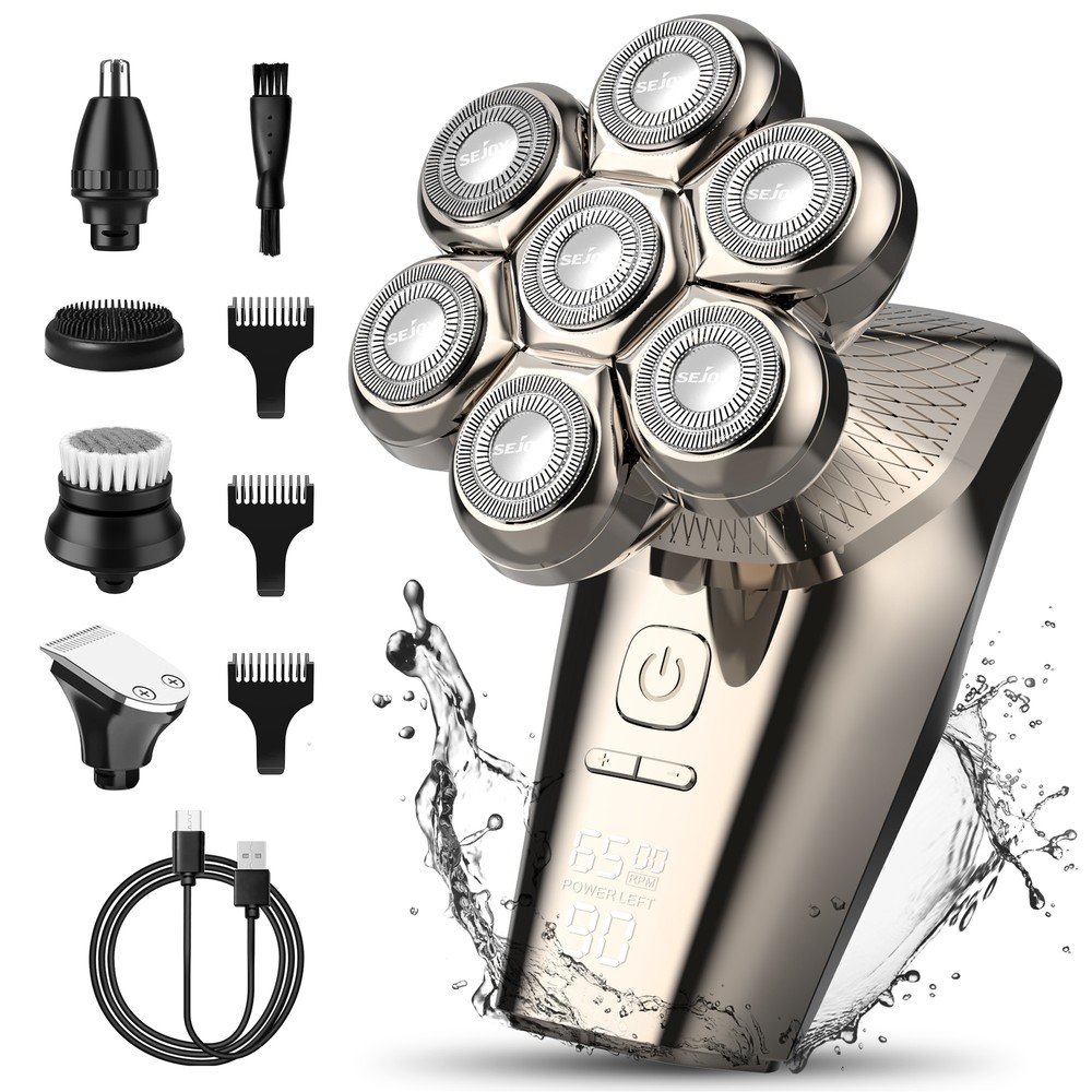 6IN1 Rechargeable Men's Electric Shaver Trimmer for Bald Head Hair Beard