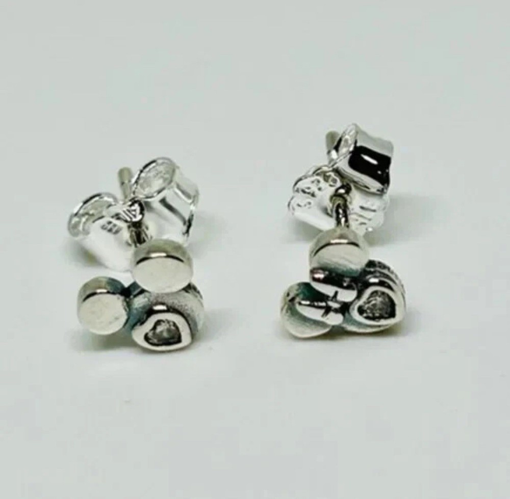Genuine Pandora Disney Mickey Minnie Silhouette CZ Stud Earrings 299258C01