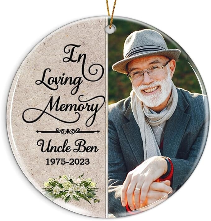 Personalized Memorial Ornament Christmas Custom with Name Photo in Loving Mem...