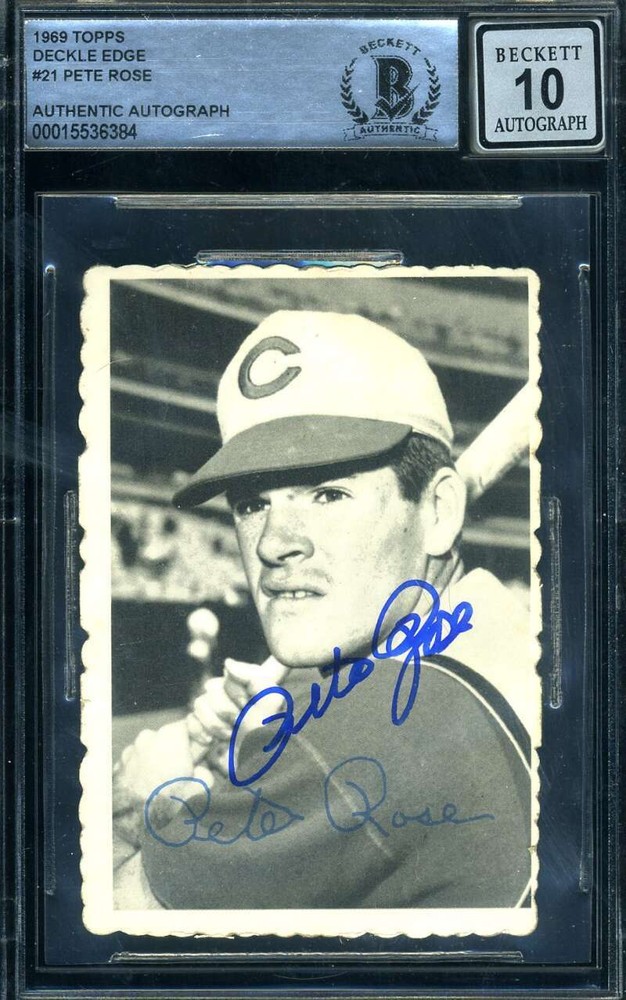 Pete Rose Gem Mint 10 Beckett BAS Signed 1969 Topps Deckle Edge Autograph