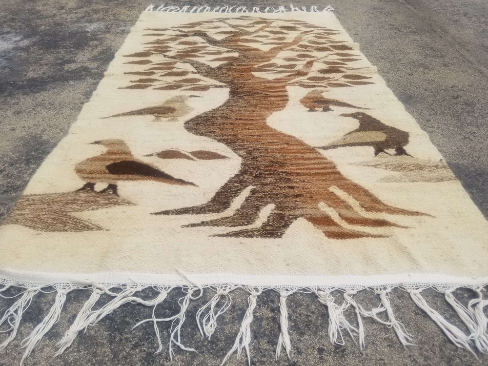 Vintage Handmade Mexican Wool Kilim Rug 126x74cm Multicolor Traditional