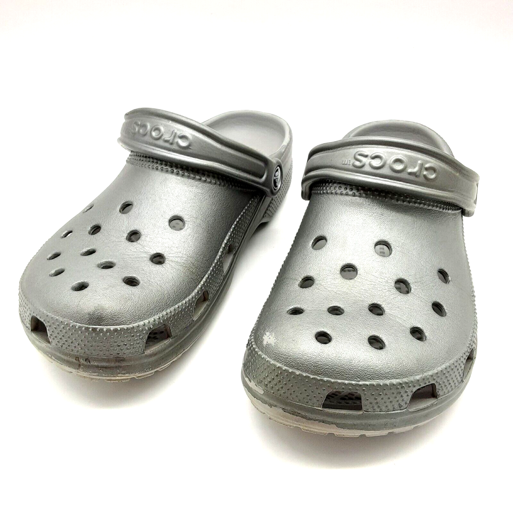 Crocs Unisex Women's 8 Mens 6 Gray Classic Clogs Slip On Shoes