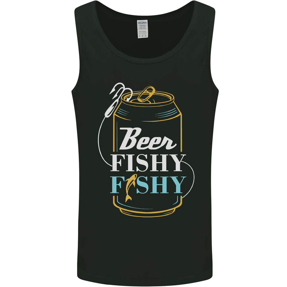 Fishing Beer Here Fishy Fisherman Funny Mens Vest Tank Top