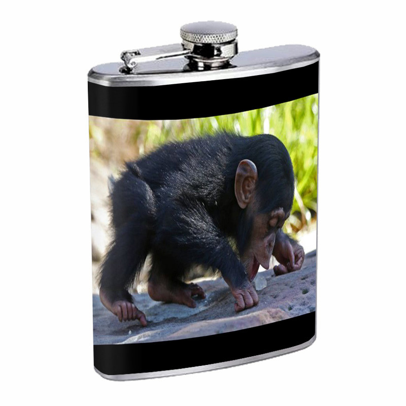 Chimpanzee D1 Flask 8oz Stainless Steel Hip Drinking Whiskey