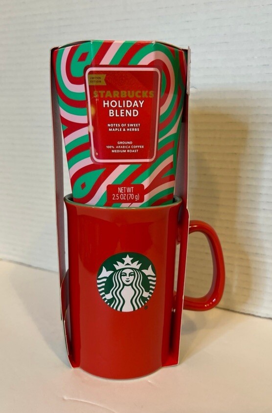 Starbucks Holiday Blend Coffee with 16oz Red Mug Limited Edition Gift Set 3547