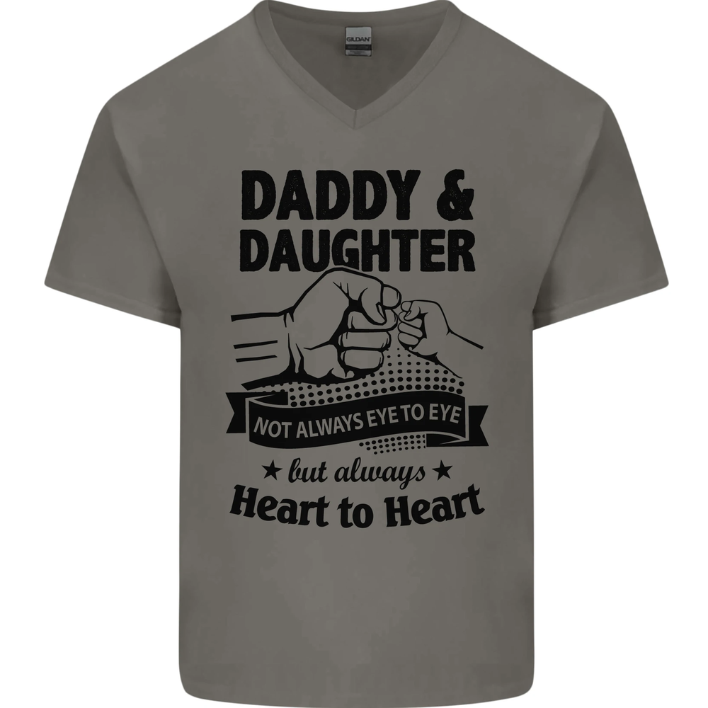 Daddy and Daughter Funny Fathers Day Mens V-Neck Cotton T-Shirt