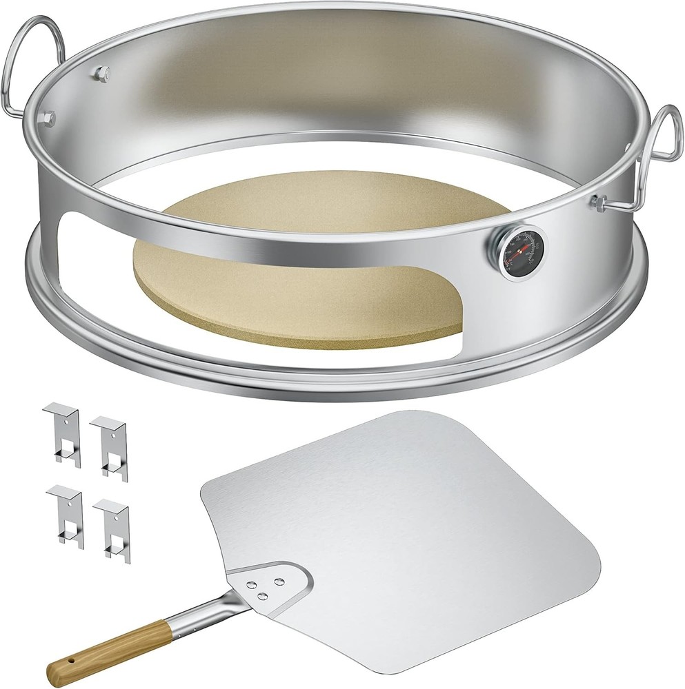 Stainless Steel Pizza Ring Kit Pizza Oven Kit for Weber 22-Inch Kettle Grills