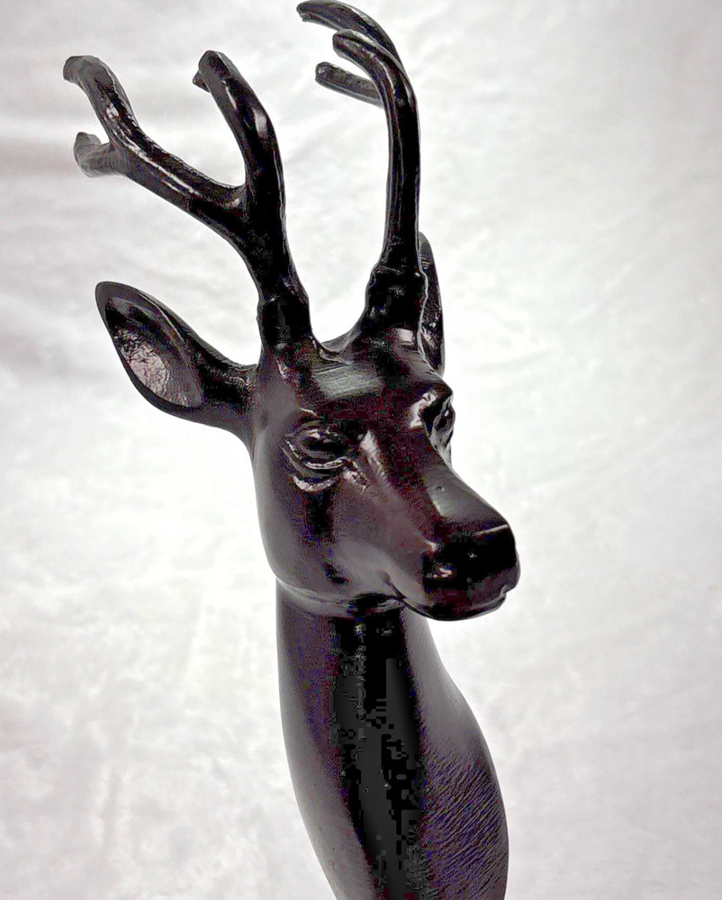 Wall Hook Metal Deer Head Mount Coat Towel Basket Stag Man Cave Cabin Dark Brown