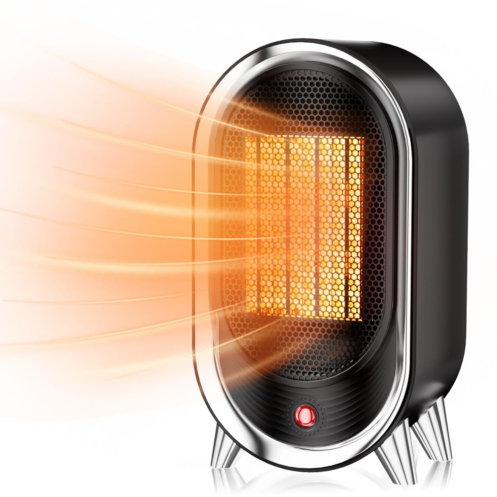 Small Space Heater, 900W Small Heaters for Indoor Use, Office Heater Under De...