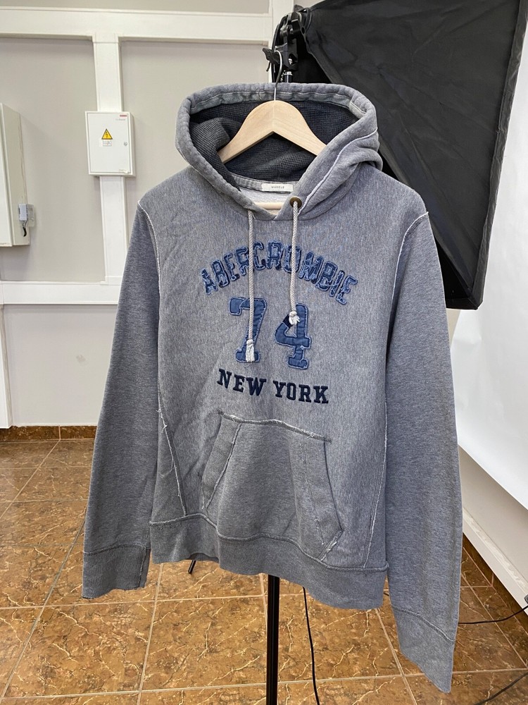 🇺🇸 Y2K Abercrombie Fitch New York Hoodie Opium Style Rare size M color gray