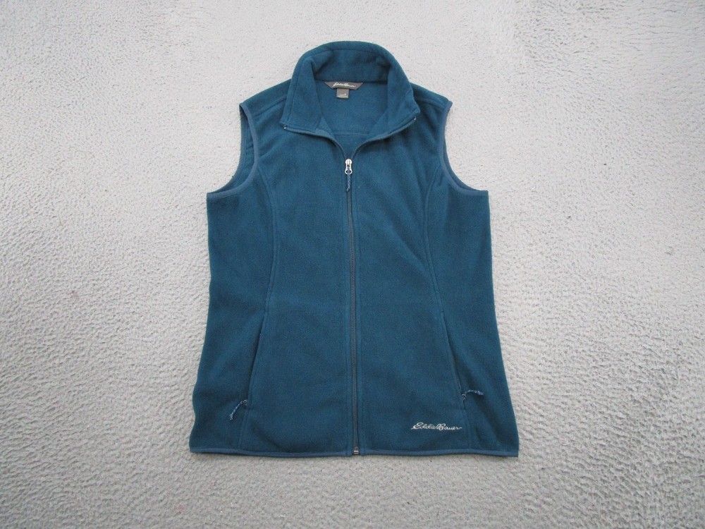 Eddie Bauer Women's Blue Fleece Full Zip Vest Size S Outdoors Hiking Skiing