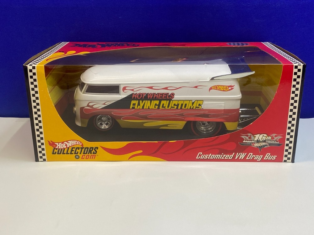 HOT WHEELS 1/18 16TH ANNUAL COLLECTORS CONVENTION WHITE CUSTOMZIED VW DRAG BUS