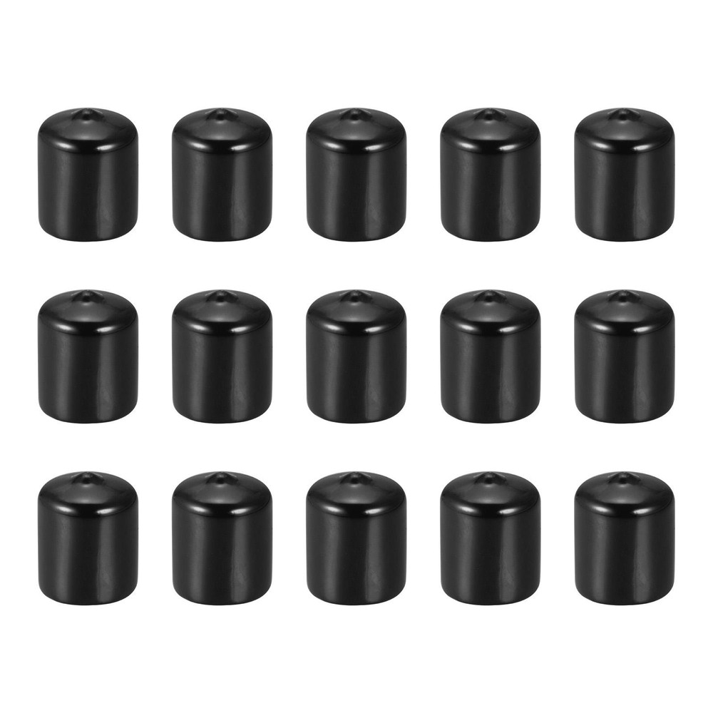 15Pack 21mm ID Black Screw Thread Cover Flexible Rubber End Cap Cover for Bolt