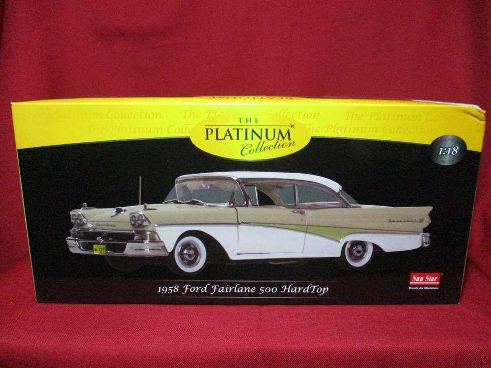 1:18 Scale 1958 Ford Fairlane 500 HardTop Platinum Collection Sun Star Model Car