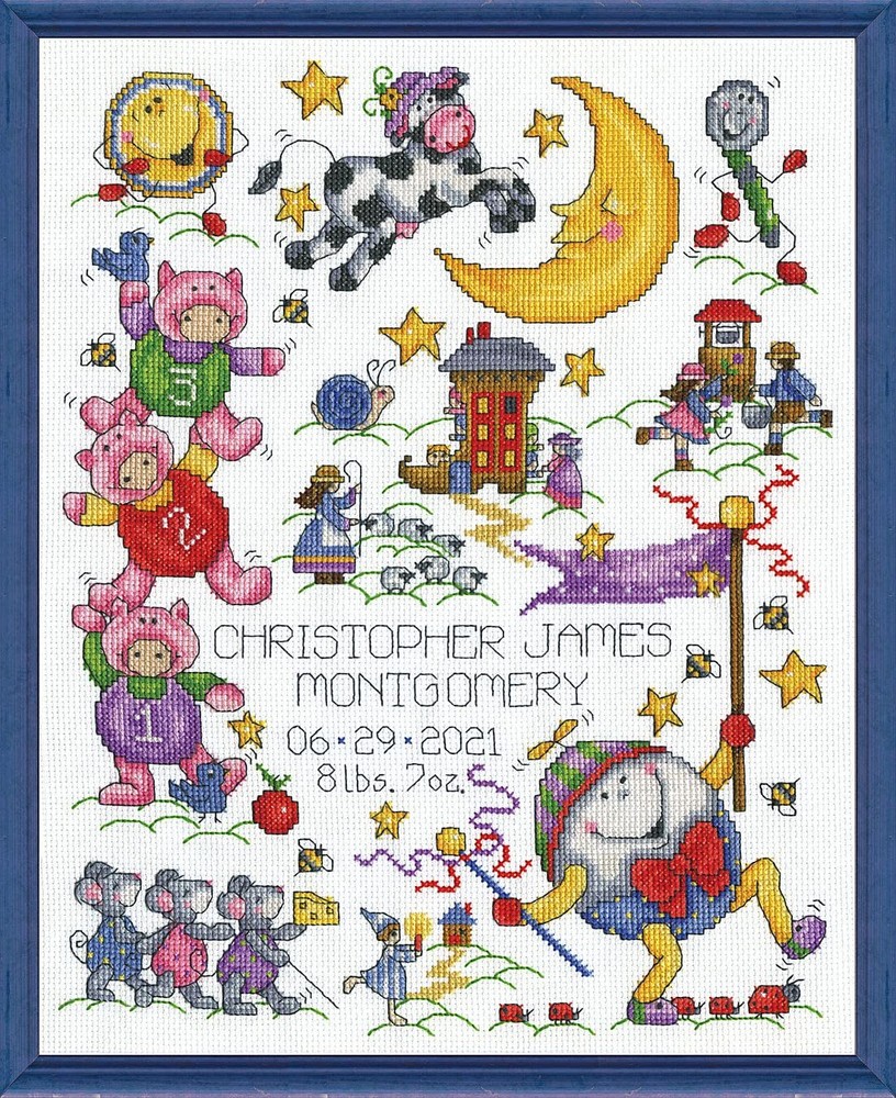 Enhance your crafts with a Nursery Rhymes Counted Cross Stitch Kit