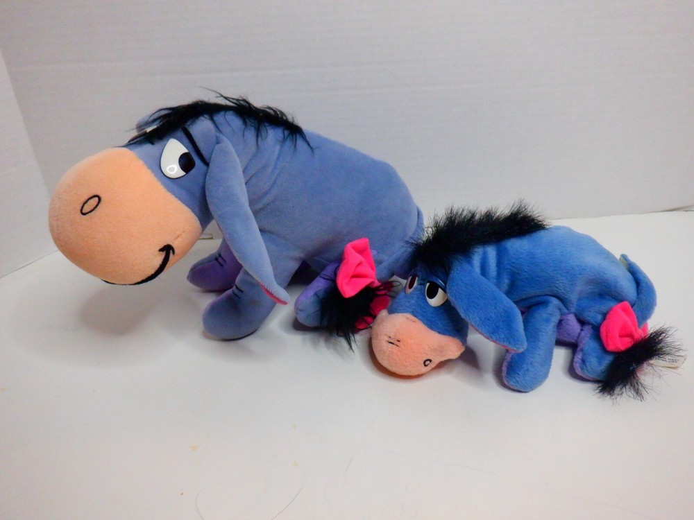 8-inch and 11-inch Mattel Plush Eeyore Stuffed Animals Lot of 2