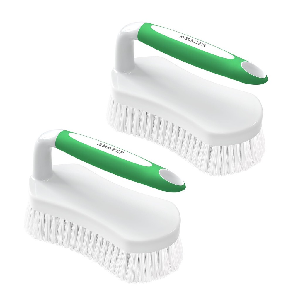 Scrub Brush for Cleaning Comfort Grip Shower Scrubber Stiff Bristles with Han...