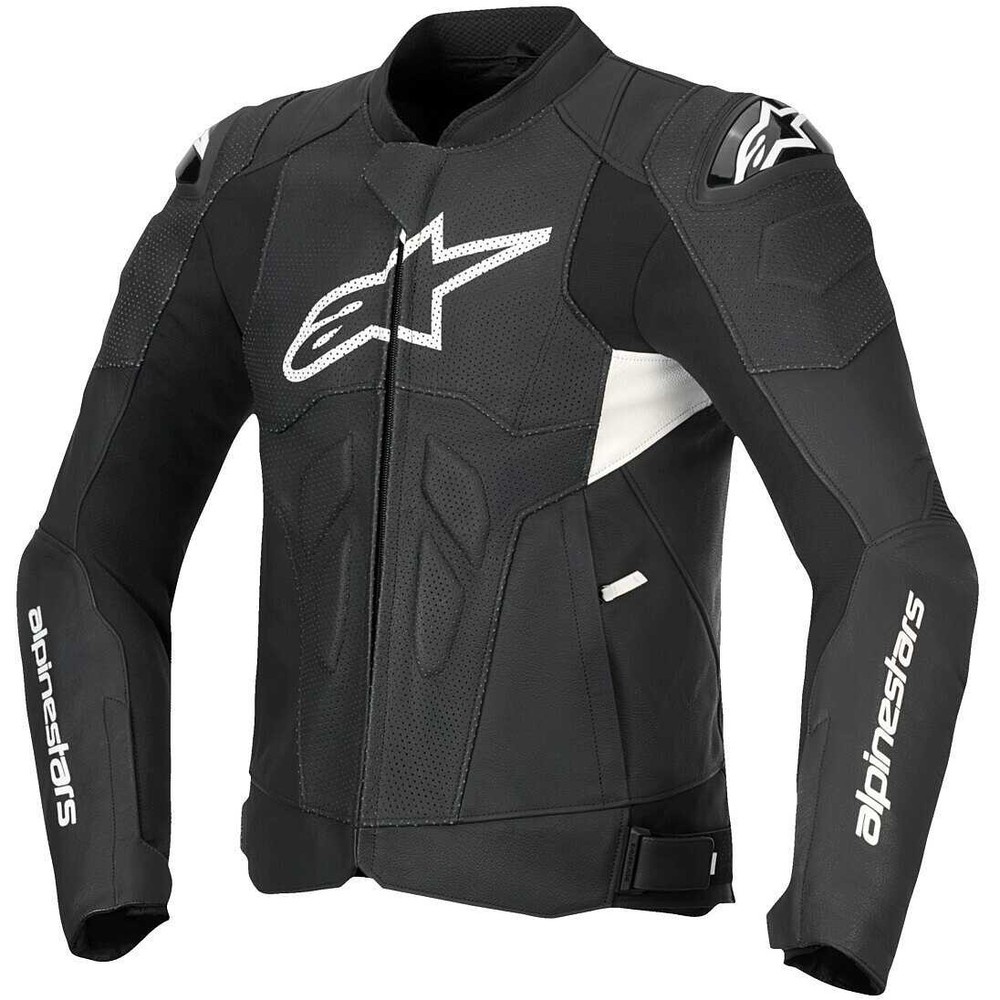 Alpinestars Leather Dusk Airflow Motorcycle Jacket - Black/White 310052512