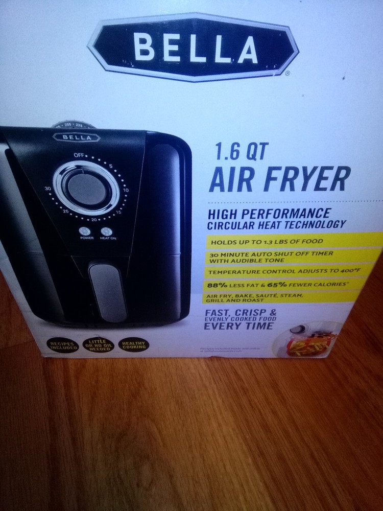 Bella 1.6 Qt Black AF-89 Compact Air Fryer for Crispy Meals